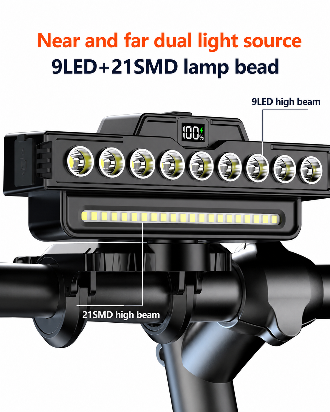 USB Rechargeable MTB Bike Headlight — Waterproof LED Flashlight & Horn thumb 2