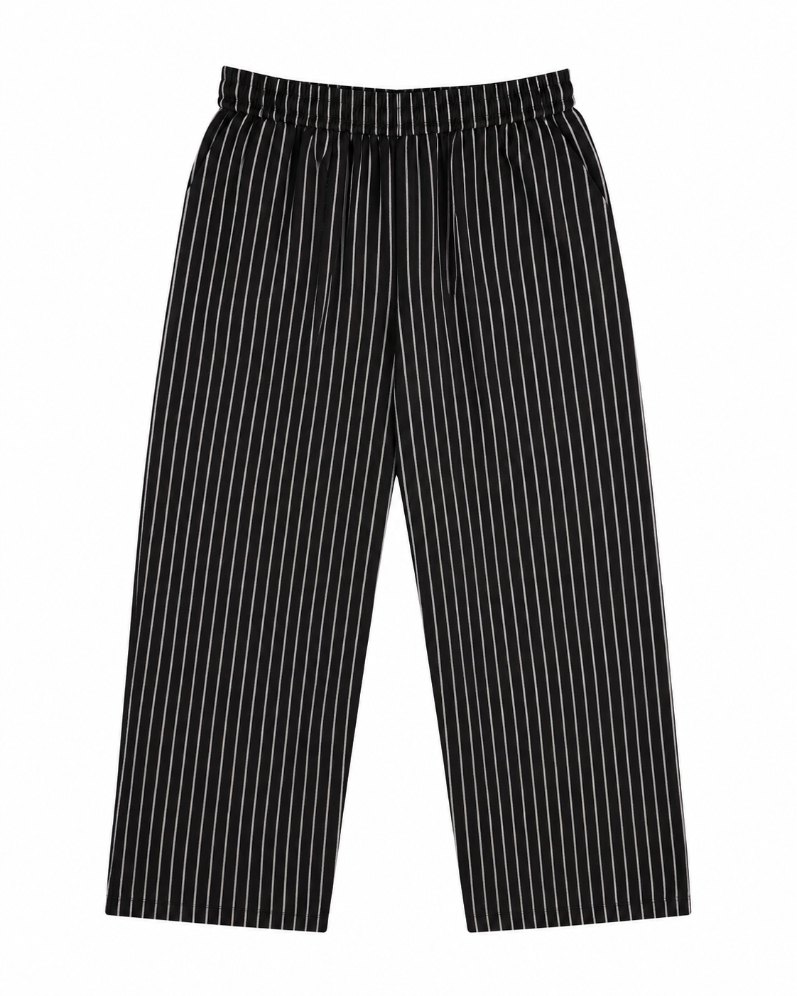Women's Black Striped Wide-Leg Pants