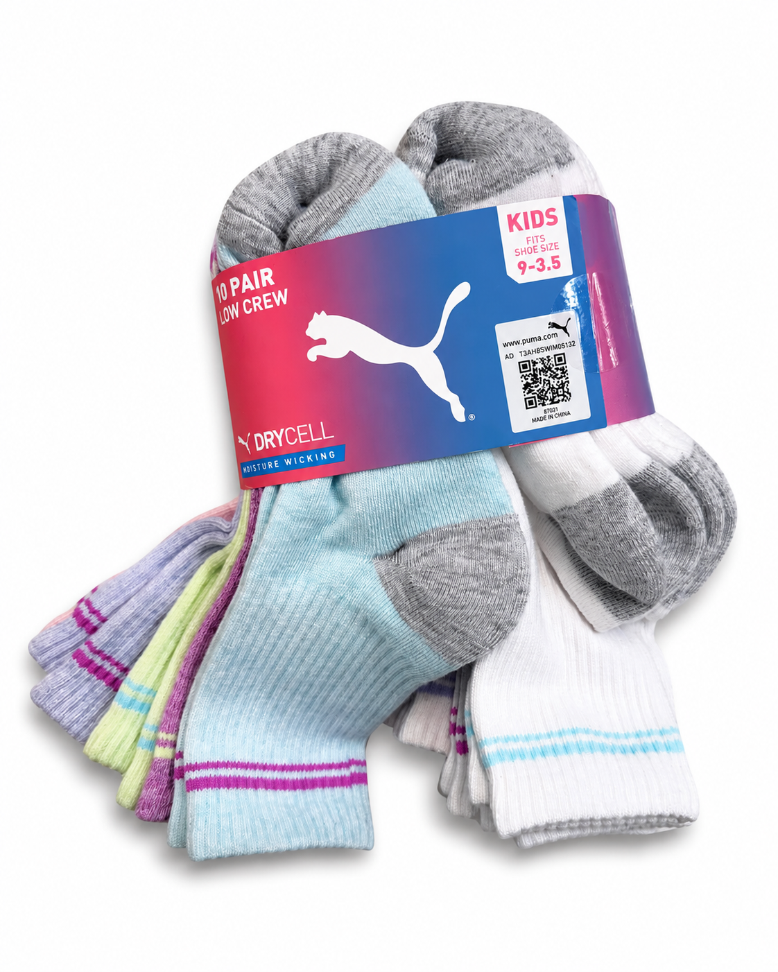 Puma Kids Low Crew Socks — Multicolor (10-Pack)