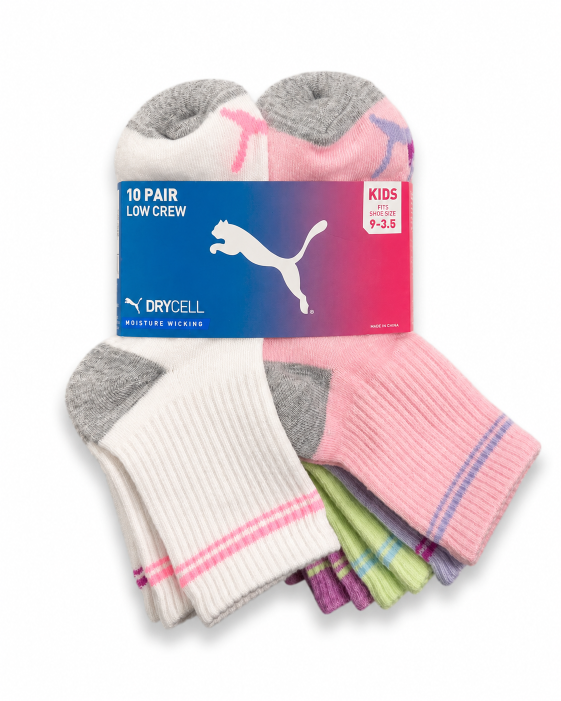 Puma Kids Low Crew Socks — Multicolor (10-Pack)