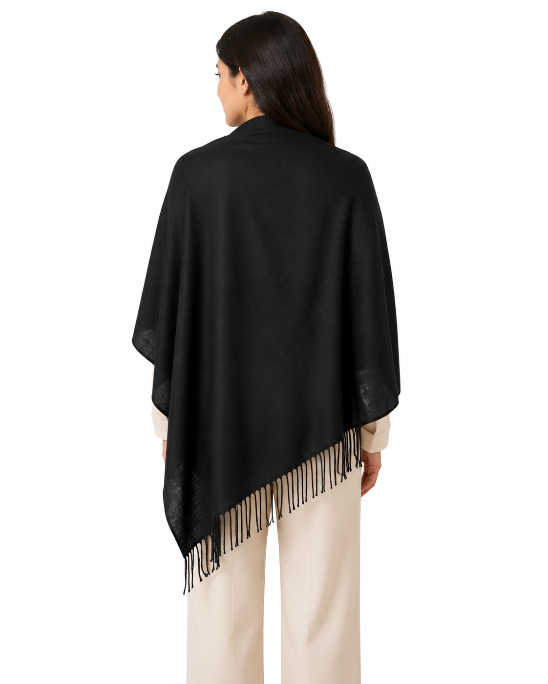 Black Fringed Shawl Scarf thumb 3