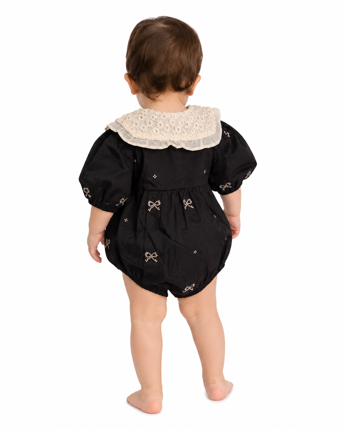 Baby Girl Black Bow Embroidered Romper thumb 3