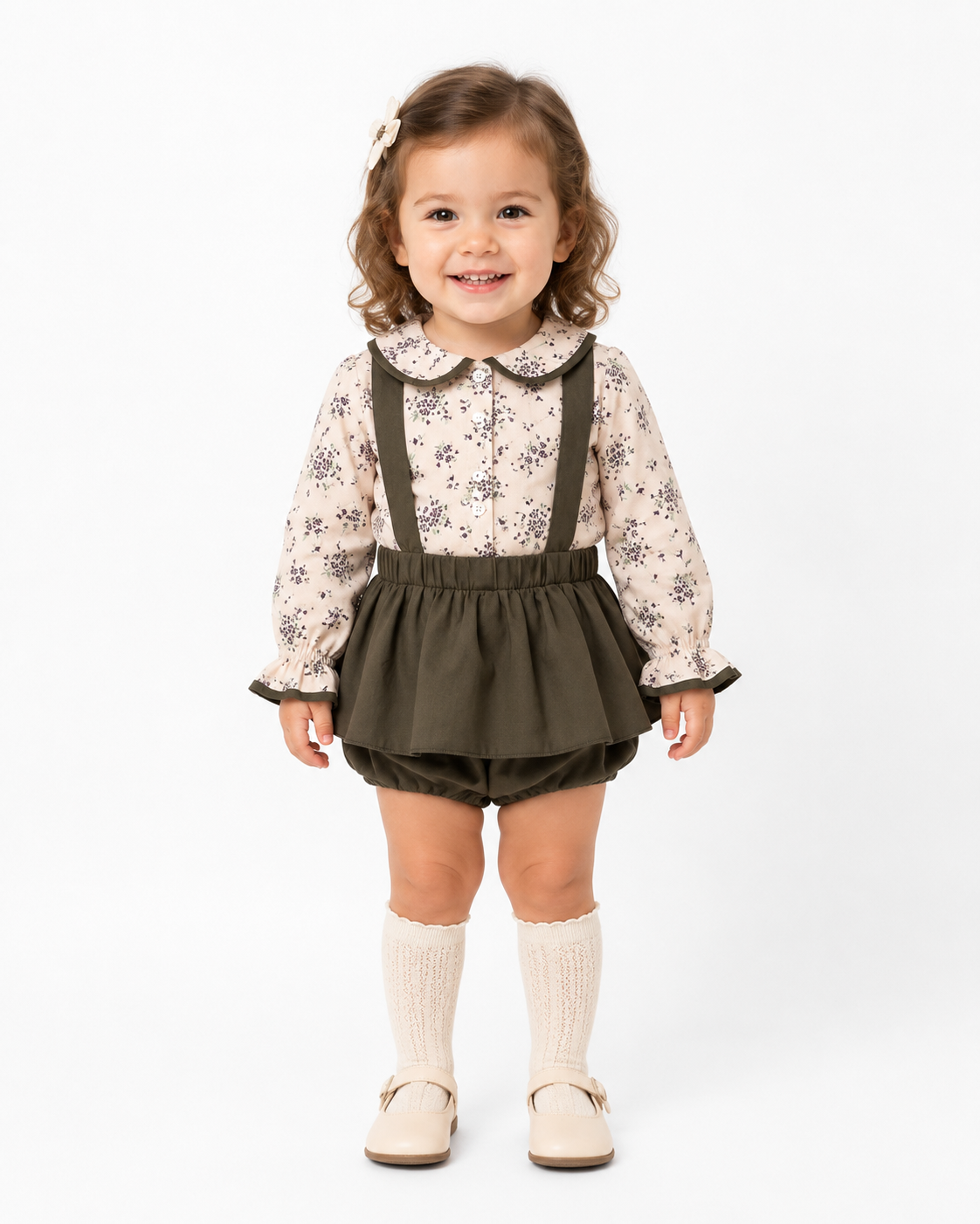 Girl Floral Blouse & Suspender Skirted Bloomer Set thumb 2