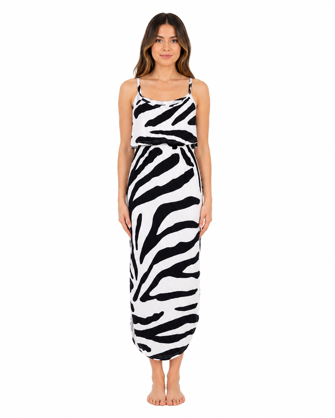 Zebra Print Cami Layered Midi Dress thumb 2