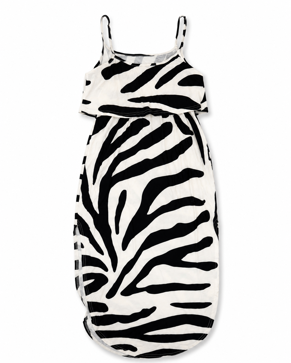 Zebra Print Cami Layered Midi Dress