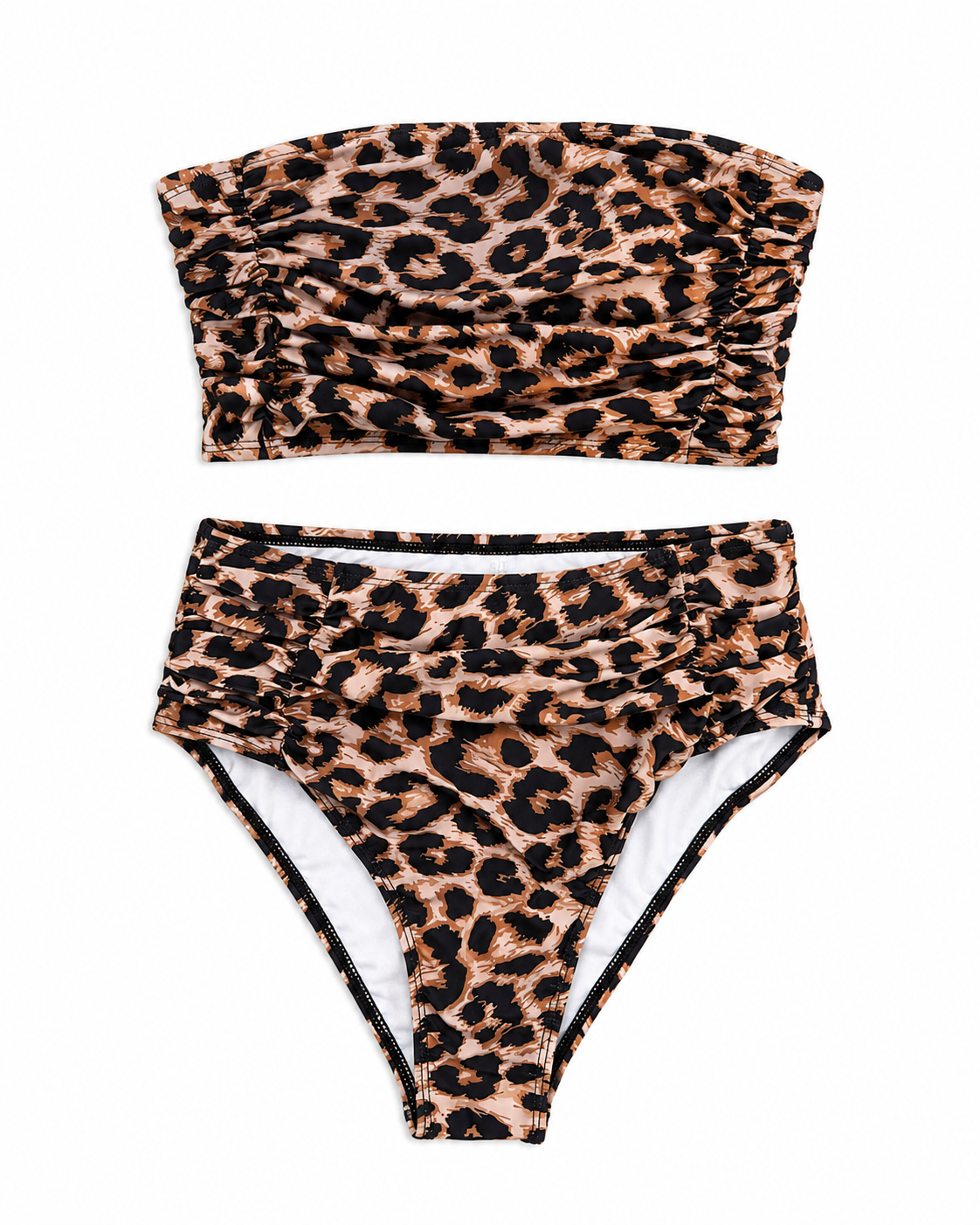 Leopard Print Bandeau Bikini Set