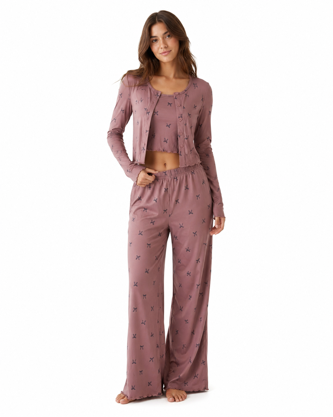3-Piece Bow Print Lounge Set thumb 2