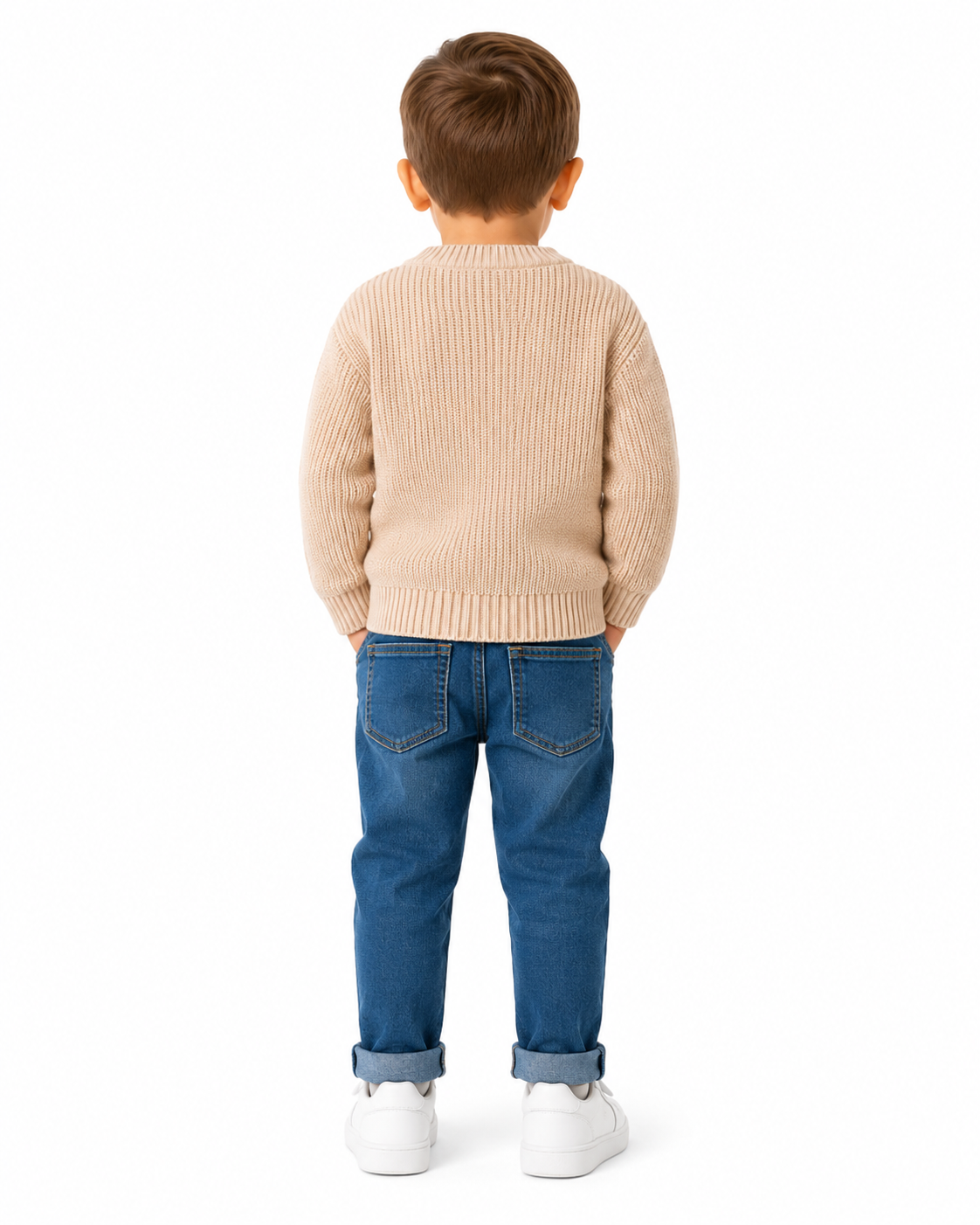 Kids Beige Teddy Bear Knit Sweater thumb 3