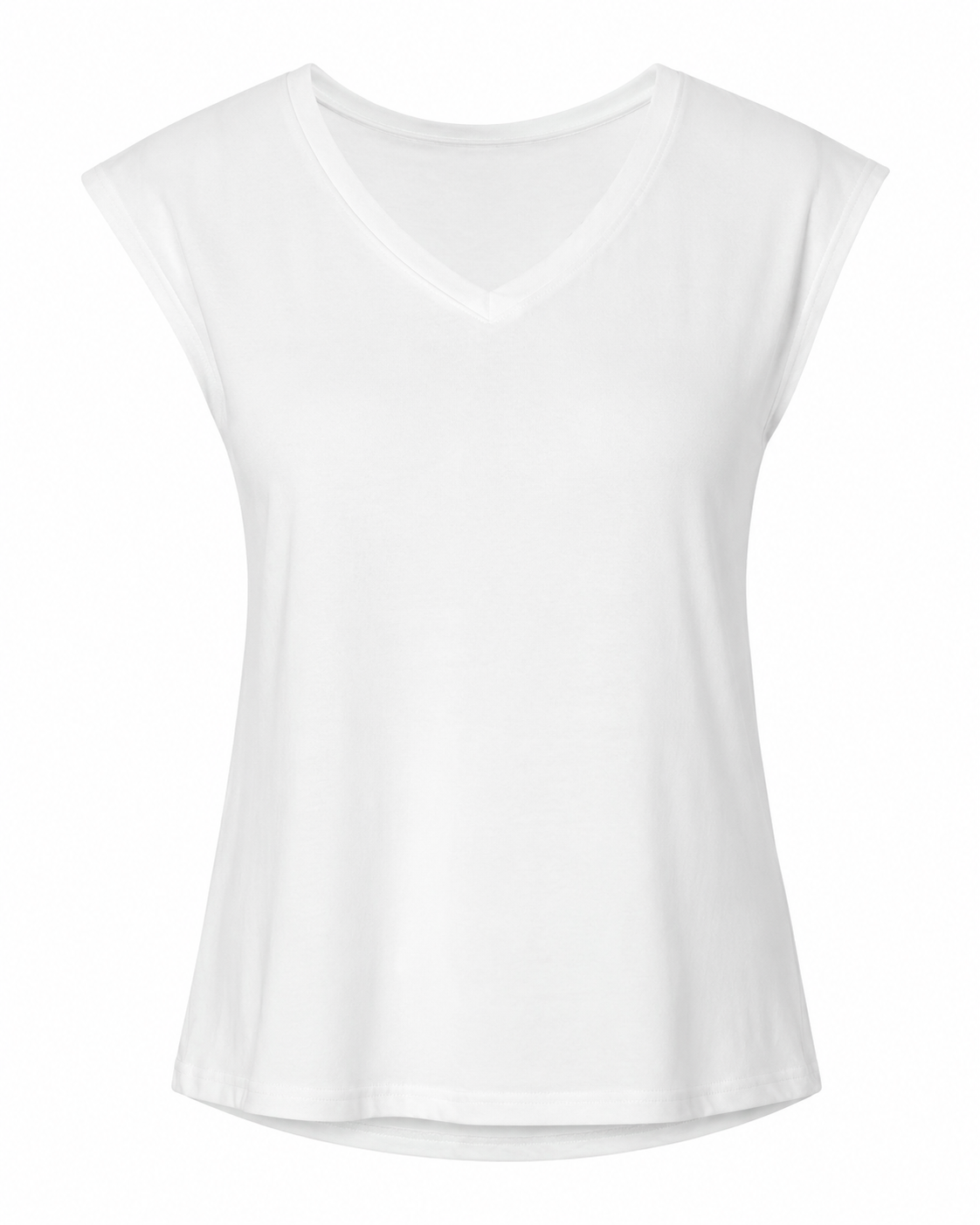 Women’s White V-Neck Cap Sleeve T-Shirt