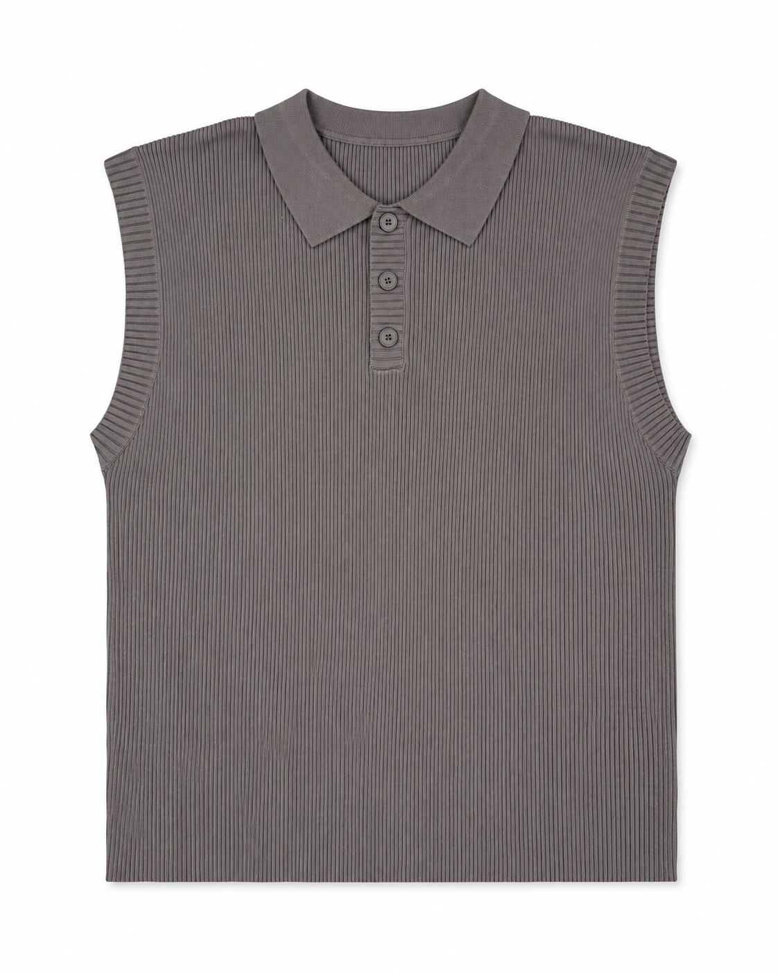 Men’s Grey Ribbed Sleeveless Polo