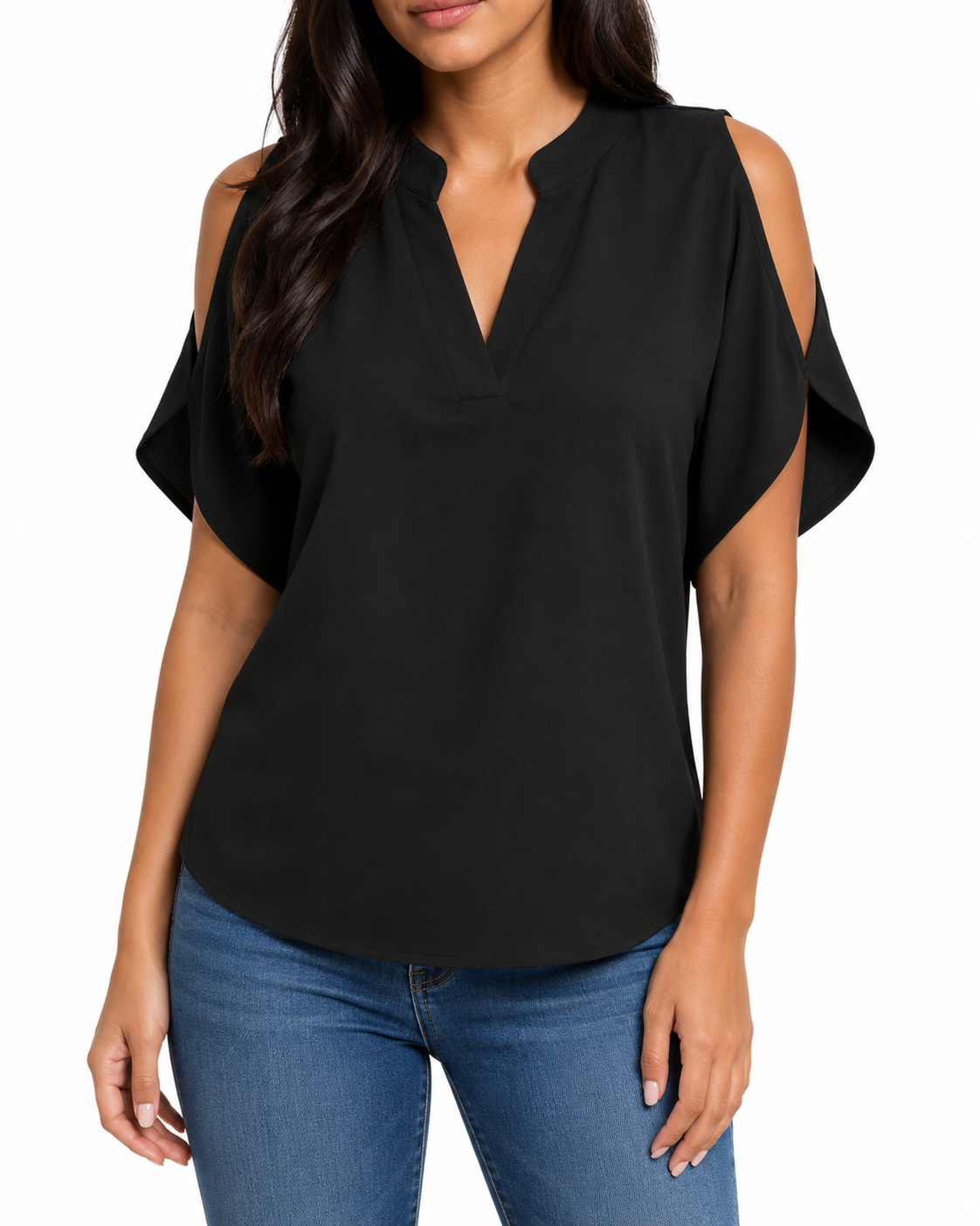 Cold Shoulder V-Neck Blouse thumb 2
