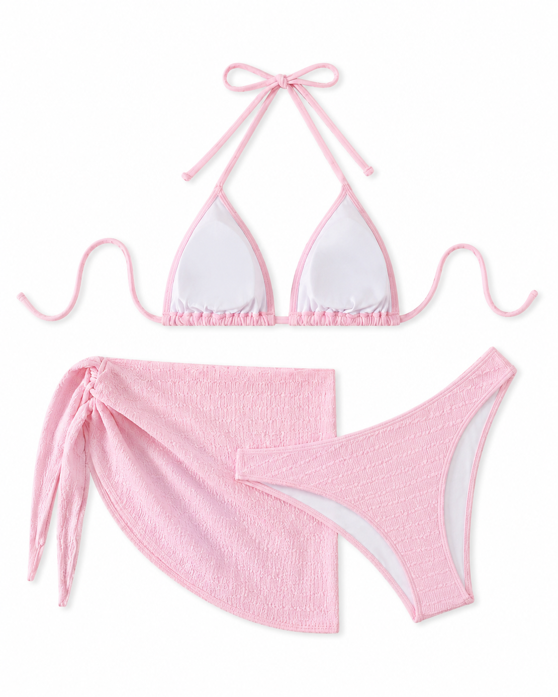 Swim 3-Piece Halter Bikini Set with Cover-Up Skirt thumb 2