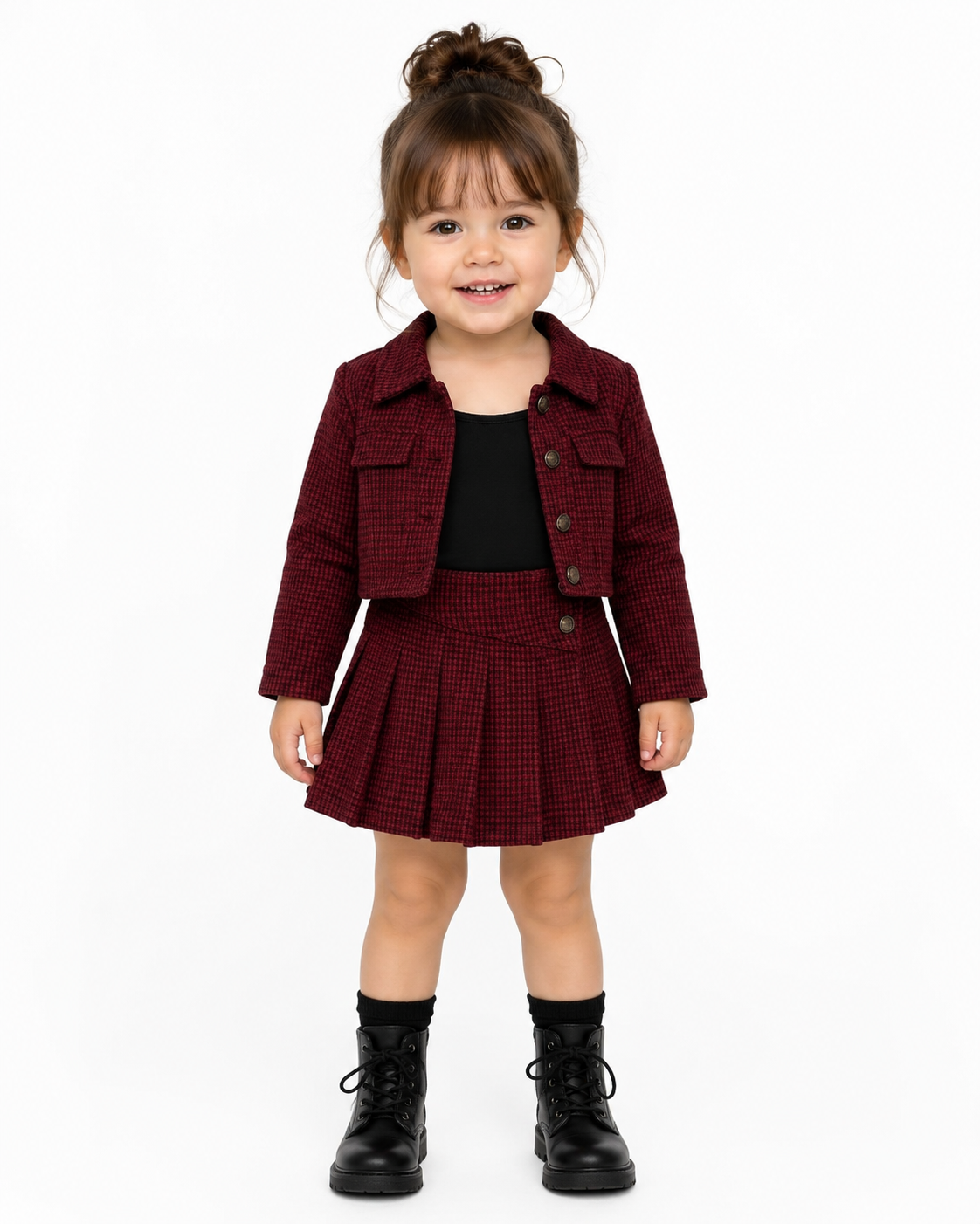 Girls 3-Piece Houndstooth Skirt Set thumb 2