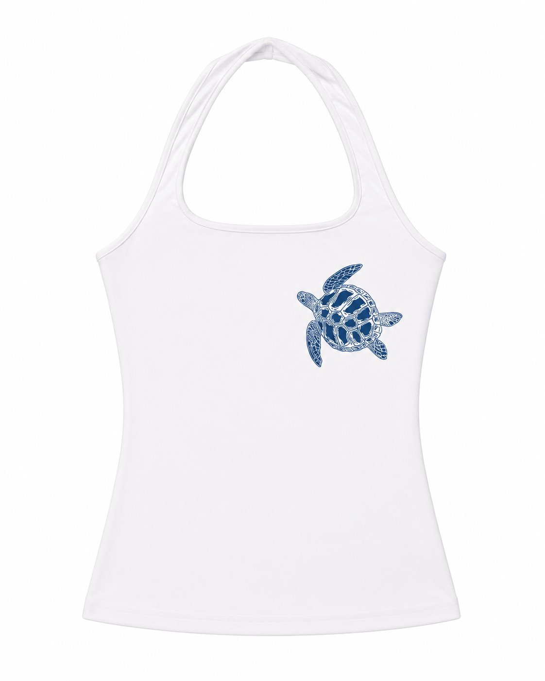 Women’s White Turtle Print Halter Tank Top