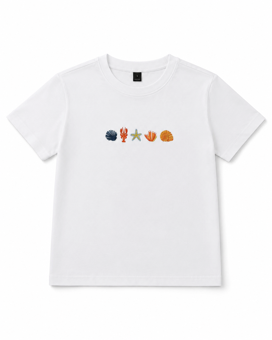 Women’s White Sea Shell Embroidered T-Shirt