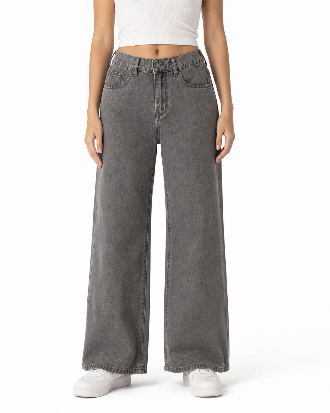 Girls Grey Wide Leg Jeans thumb 2