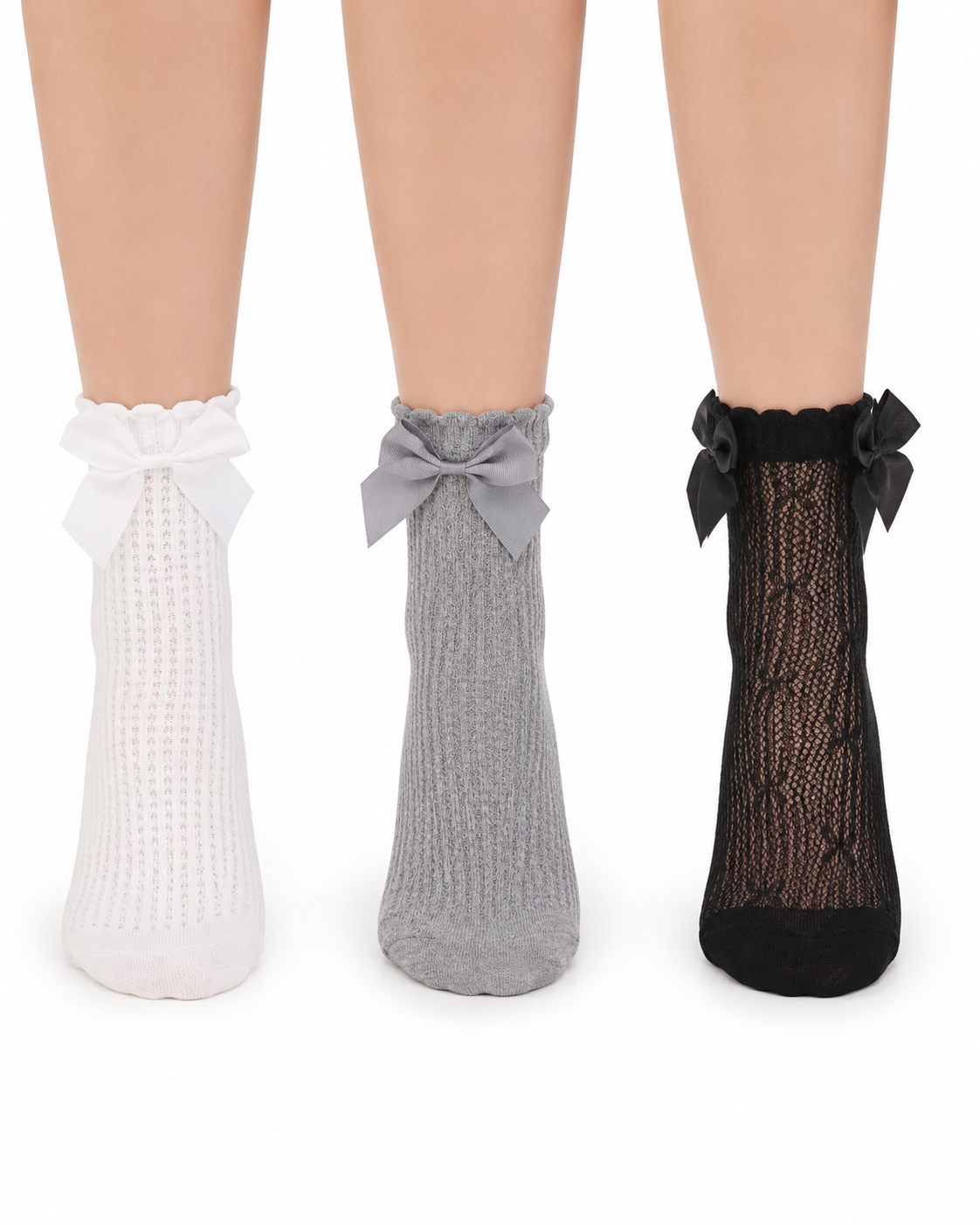 Kids Bow Decor Knee High Socks Set thumb 2