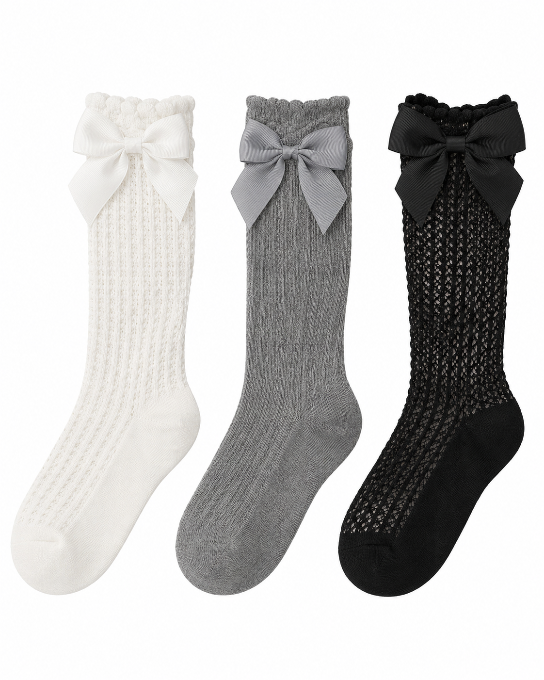 Kids Bow Decor Knee High Socks Set