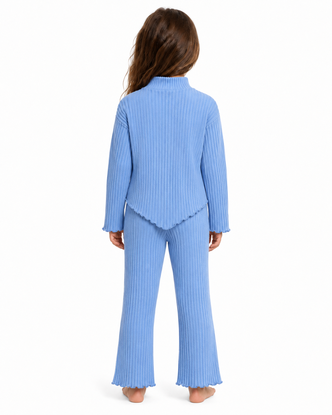Toddler Girls Blue Ribbed Turtleneck Top & Pants Set thumb 3