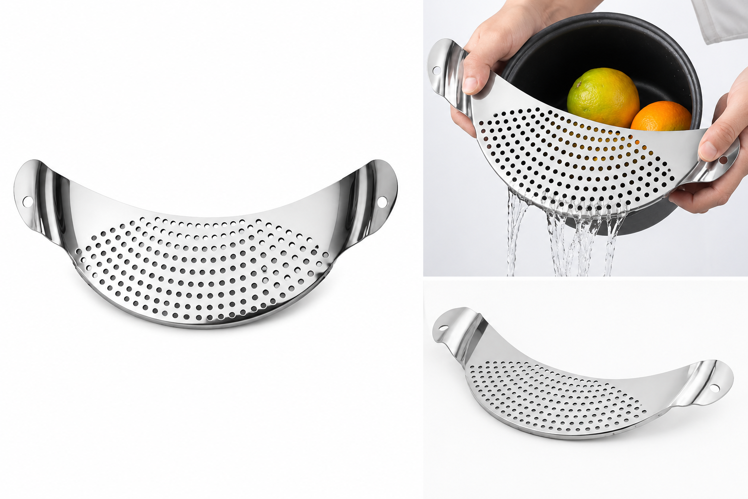 Stainless Steel Crescent Pot Strainer thumb 2
