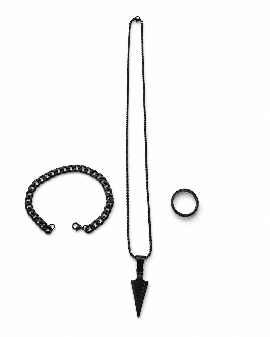 Black Arrow Necklace, Bracelet & Ring Set