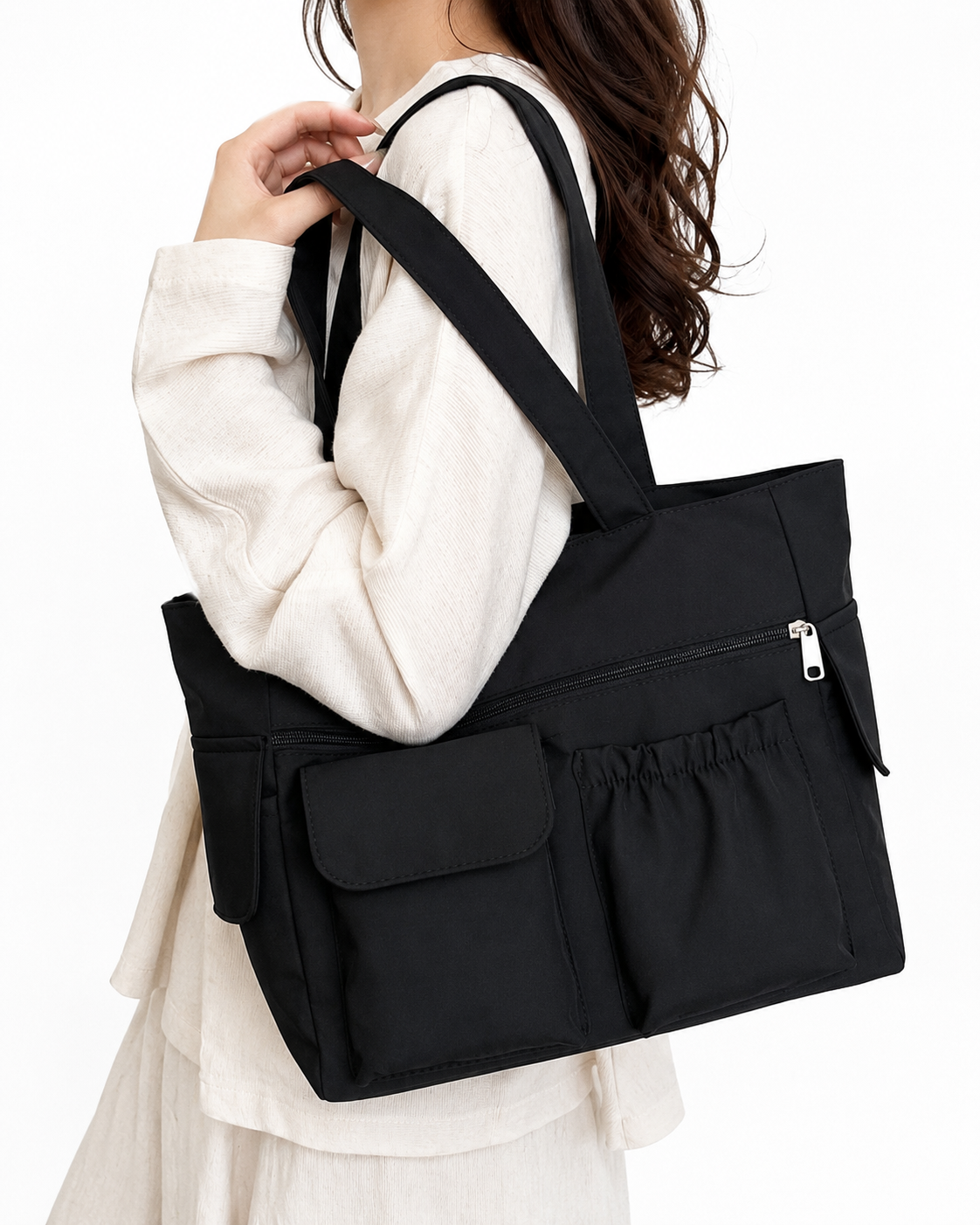 Women’s Black Nylon Multifunctional Tote Bag thumb 2