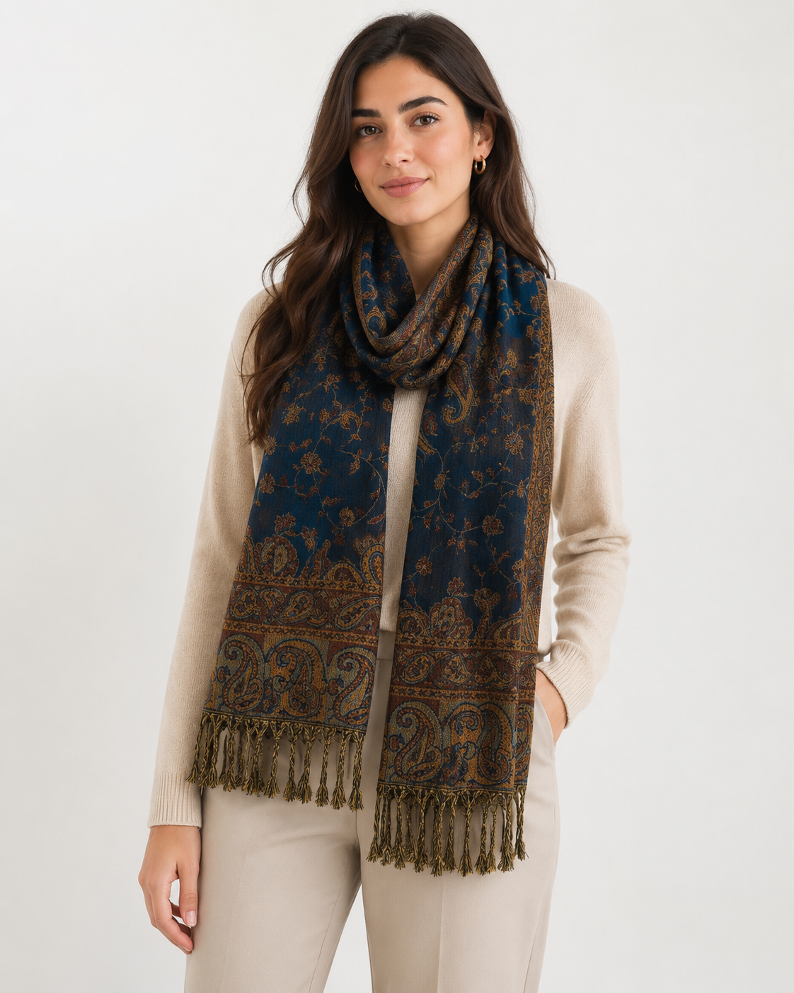 Paisley Print Fringe Scarf thumb 2