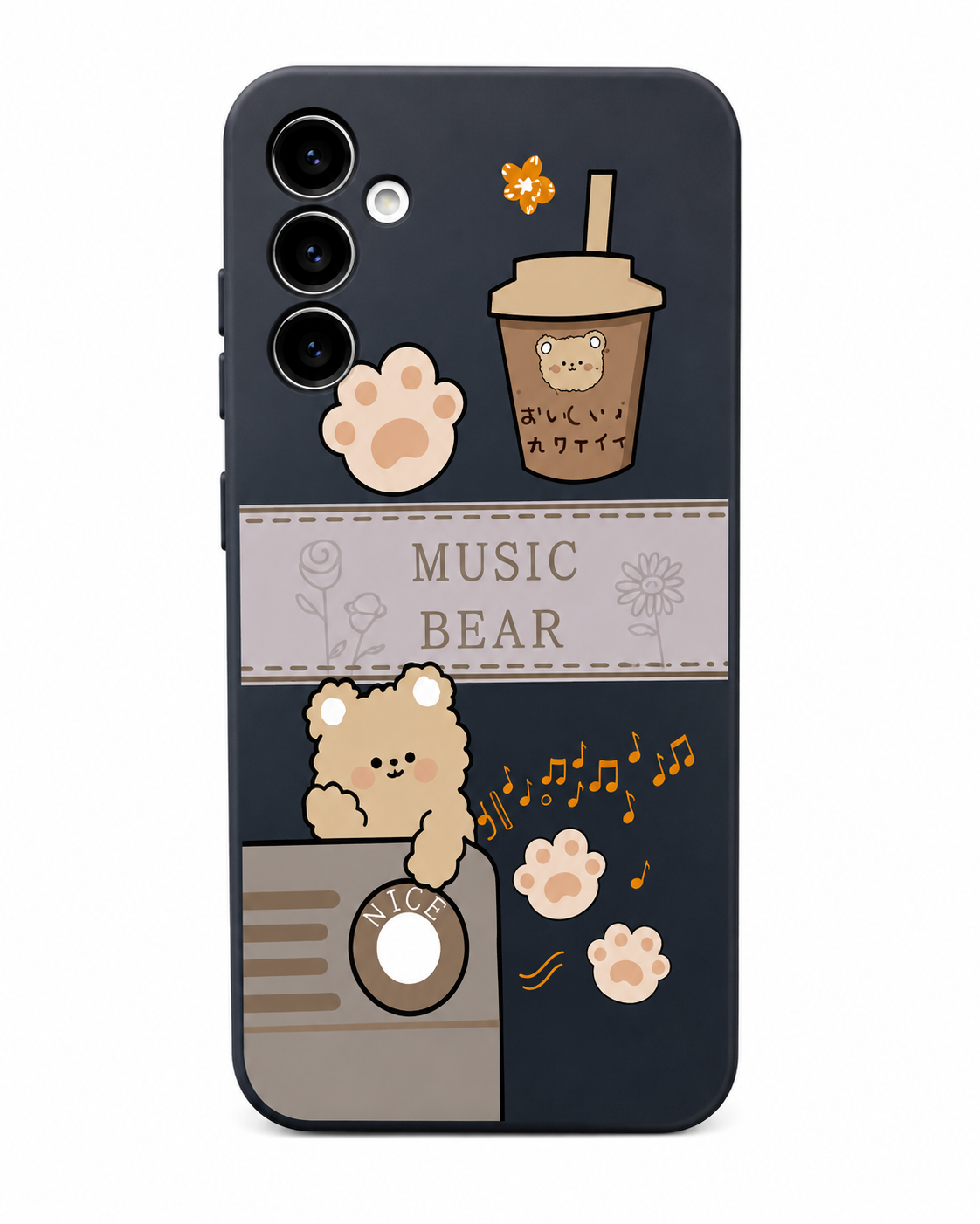 Bear Pattern Phone Case with Beaded Strap