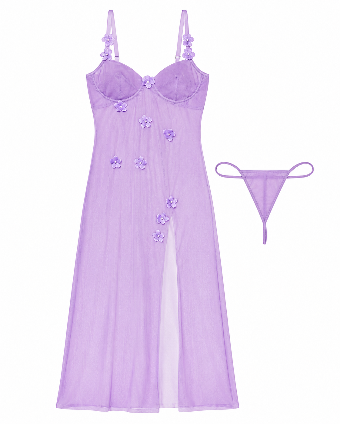 2pcs Women Mesh Nightdress Set