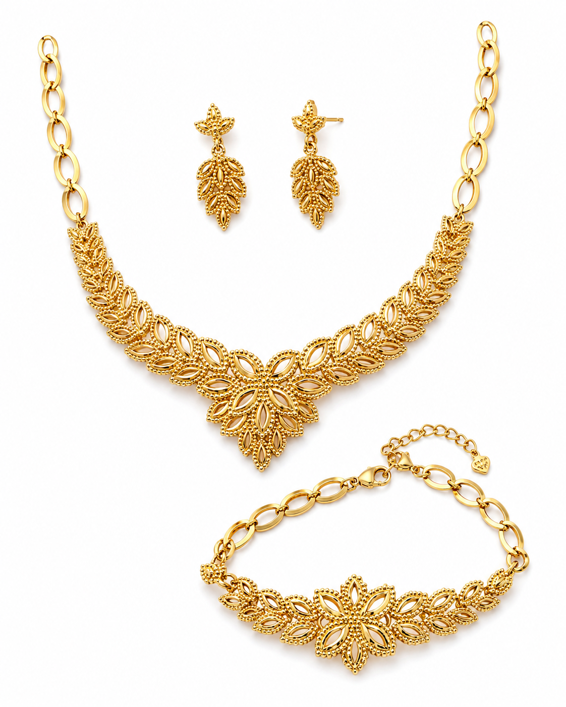 Gold-Plated Leaf Jewelry Set