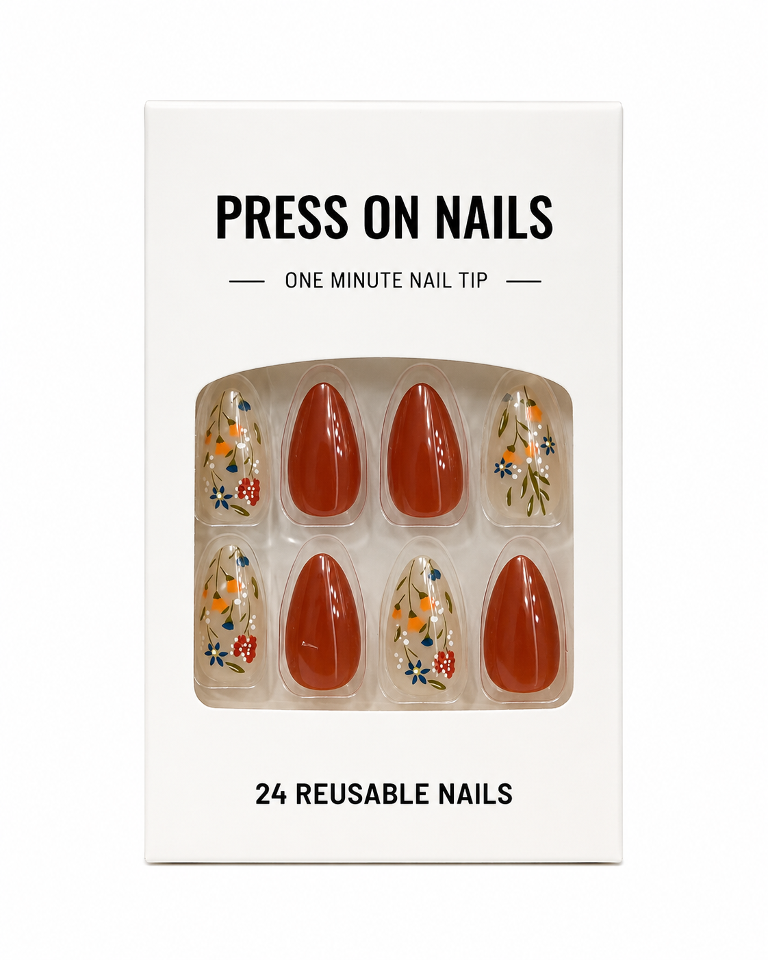 24pcs Floral Press-On Nails Set thumb 2