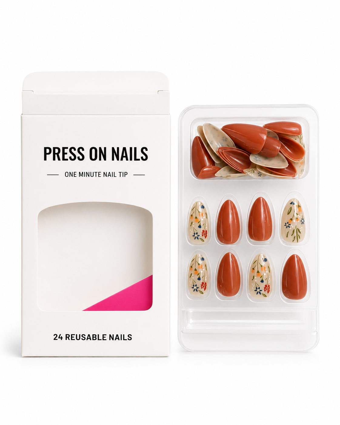 24pcs Floral Press-On Nails Set