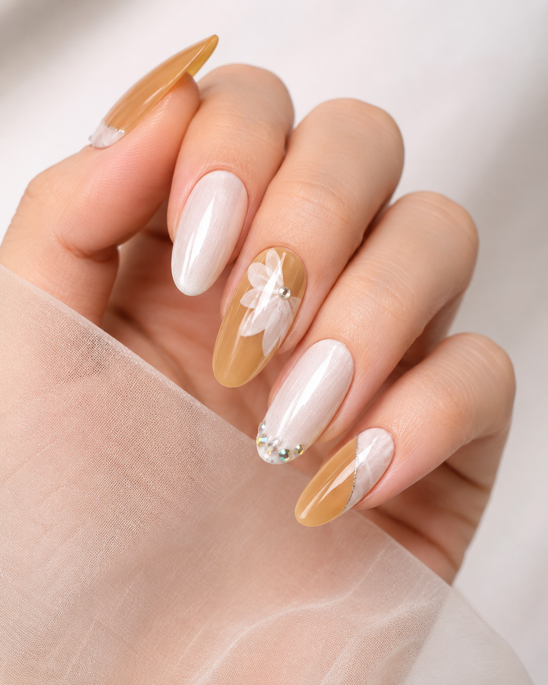 24pcs Elegant Floral Press-On Nails Set thumb 2