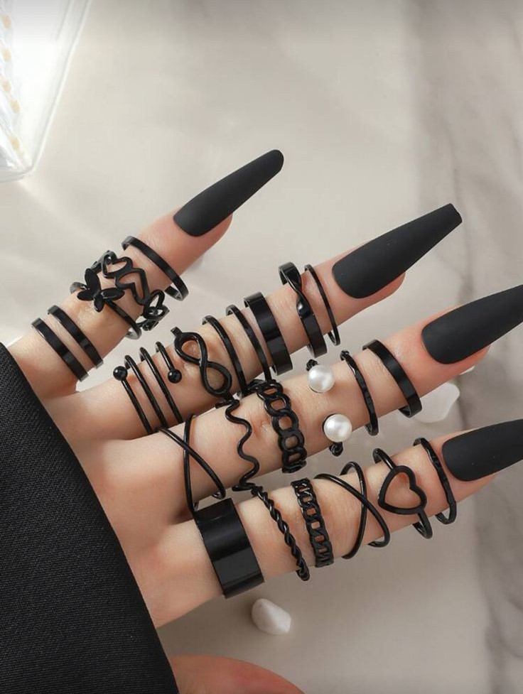 Black Punk Stackable Ring Set thumb 2