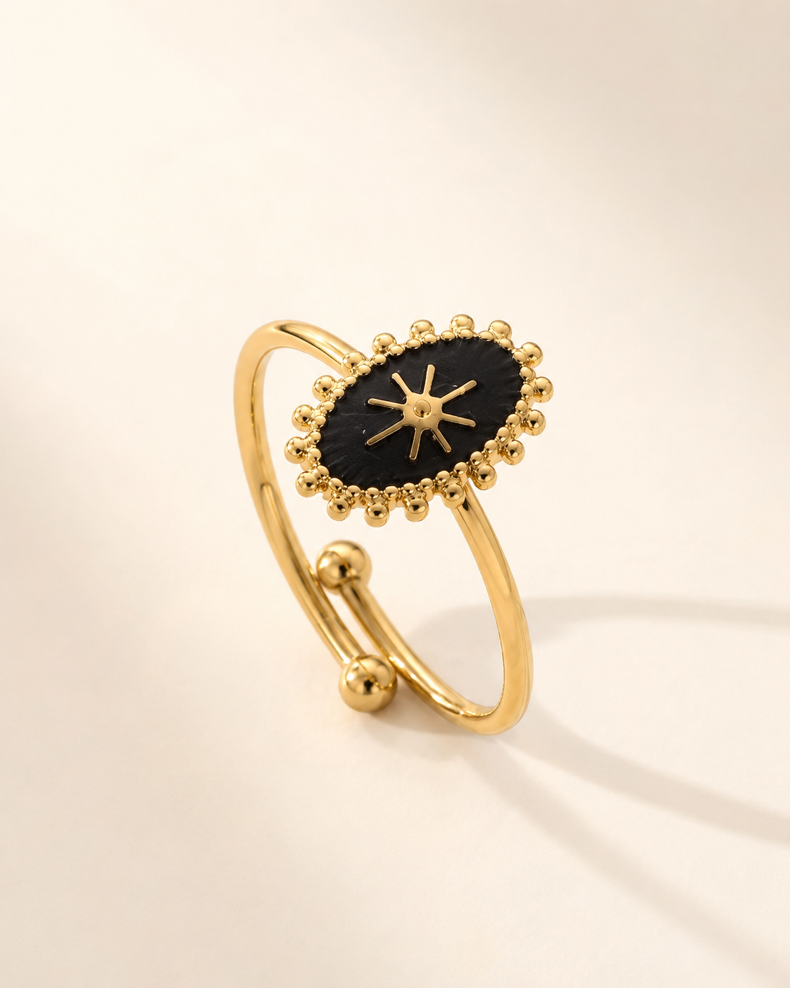 18K Gold Plated Stainless Steel Baroque Evil Eye Ring