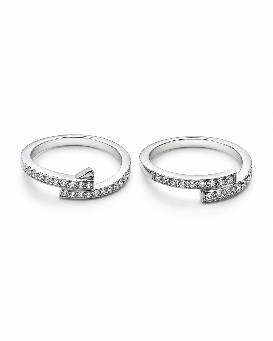 Silver Rhinestone Wrap Ring Set