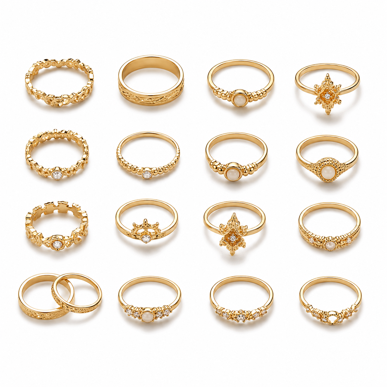 16-Piece Gold Sparkling Ring Set thumb 2