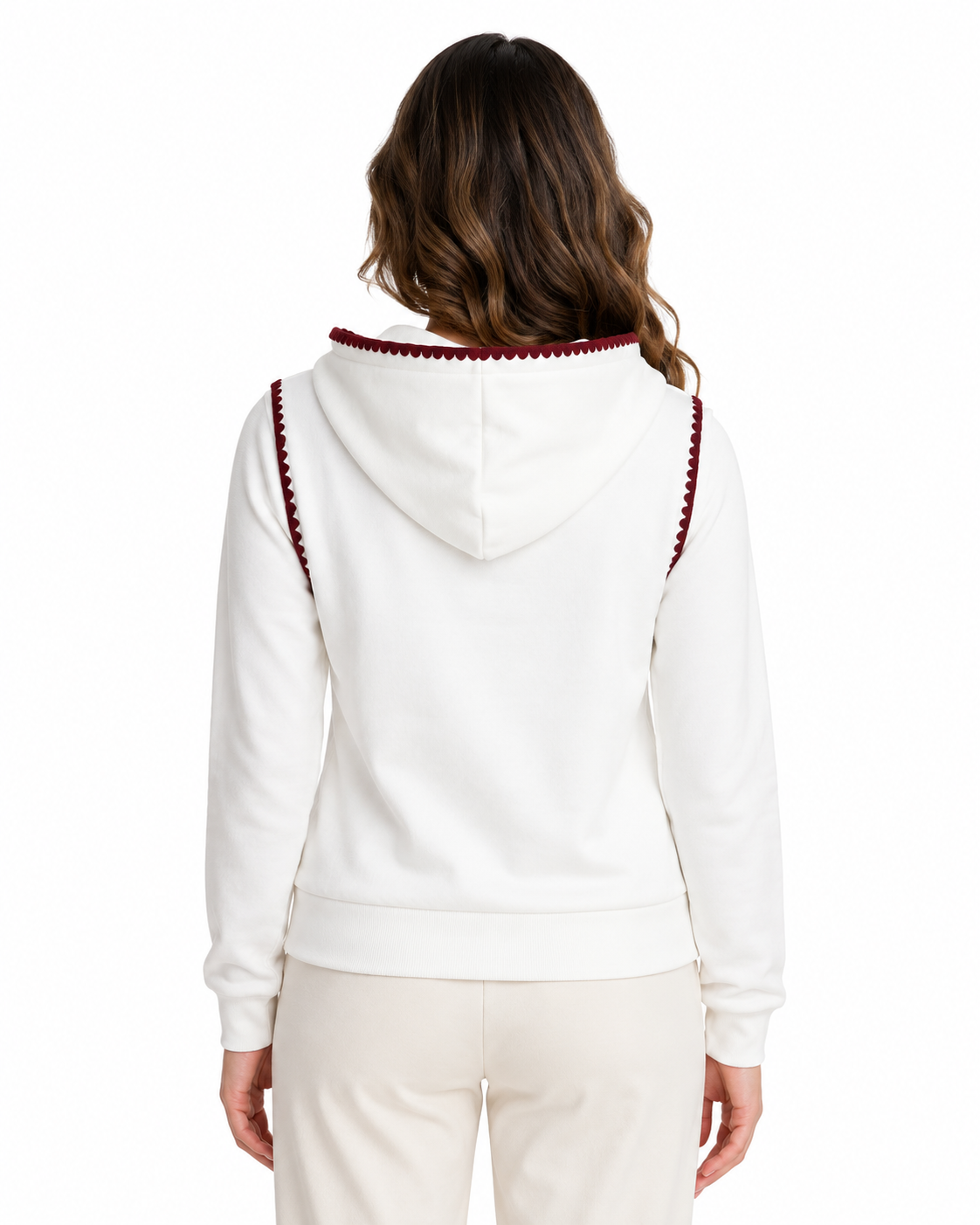 Women’s White Cherry Embroidered Hoodie thumb 3