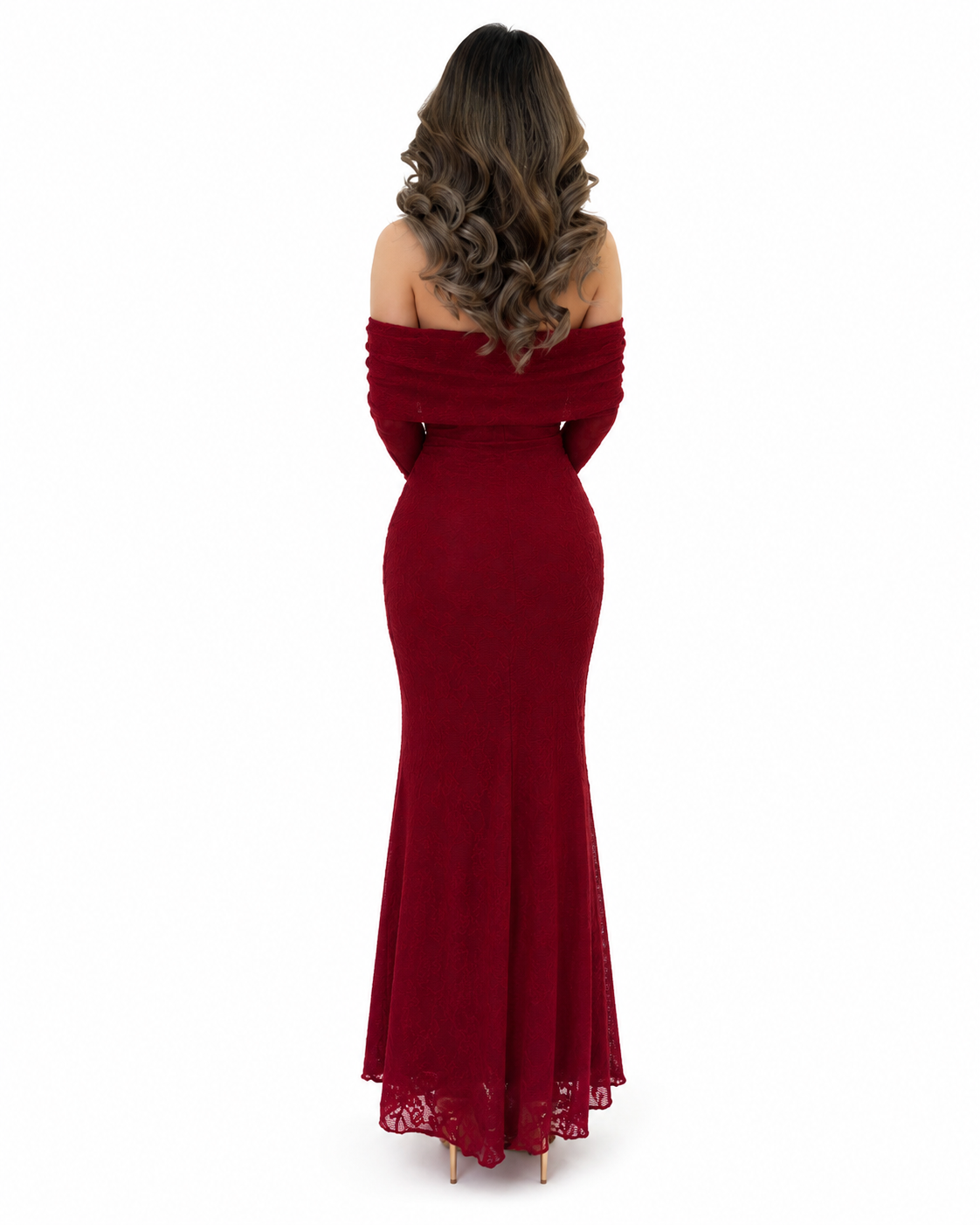 Women Off Shoulder Long Sleeve Front Tie Bodycon Maxi Dress thumb 3