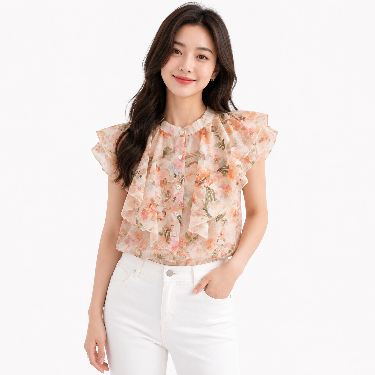 Women’s Floral Ruffle Sleeve Blouse thumb 2