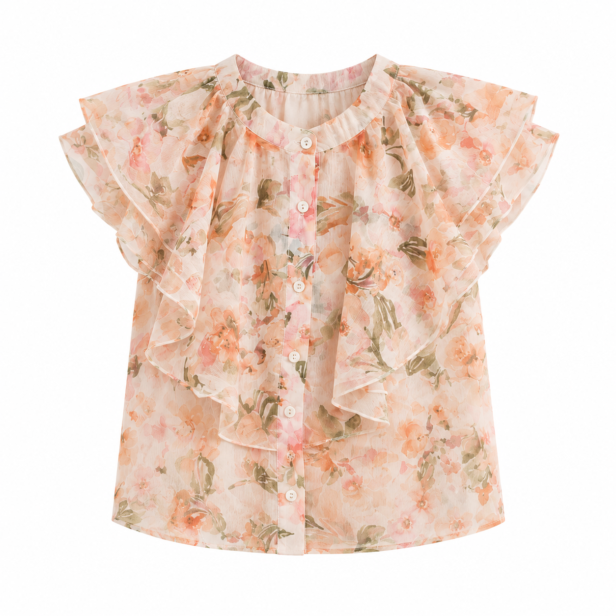 Women’s Floral Ruffle Sleeve Blouse