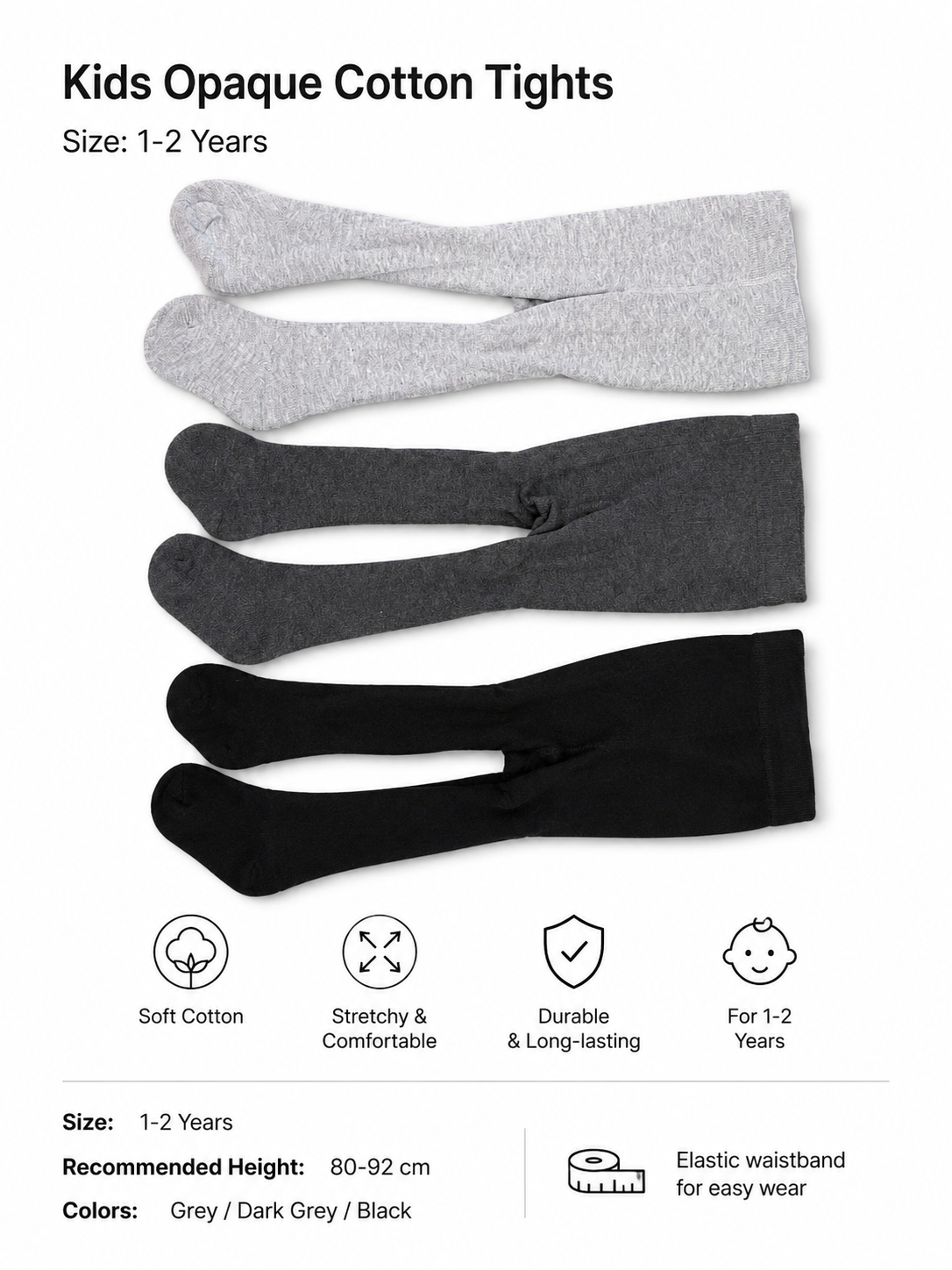 3 Pairs Baby/Toddler Girls Tights