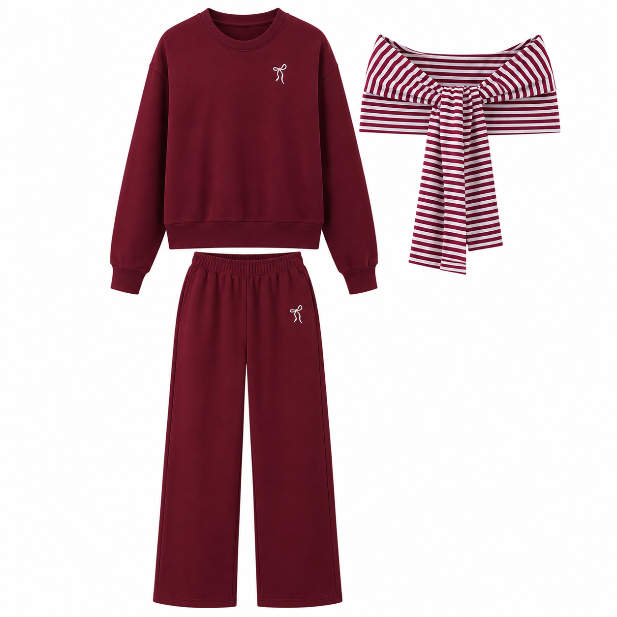 Older Kids 3pcs Burgundy Tracksuit Set