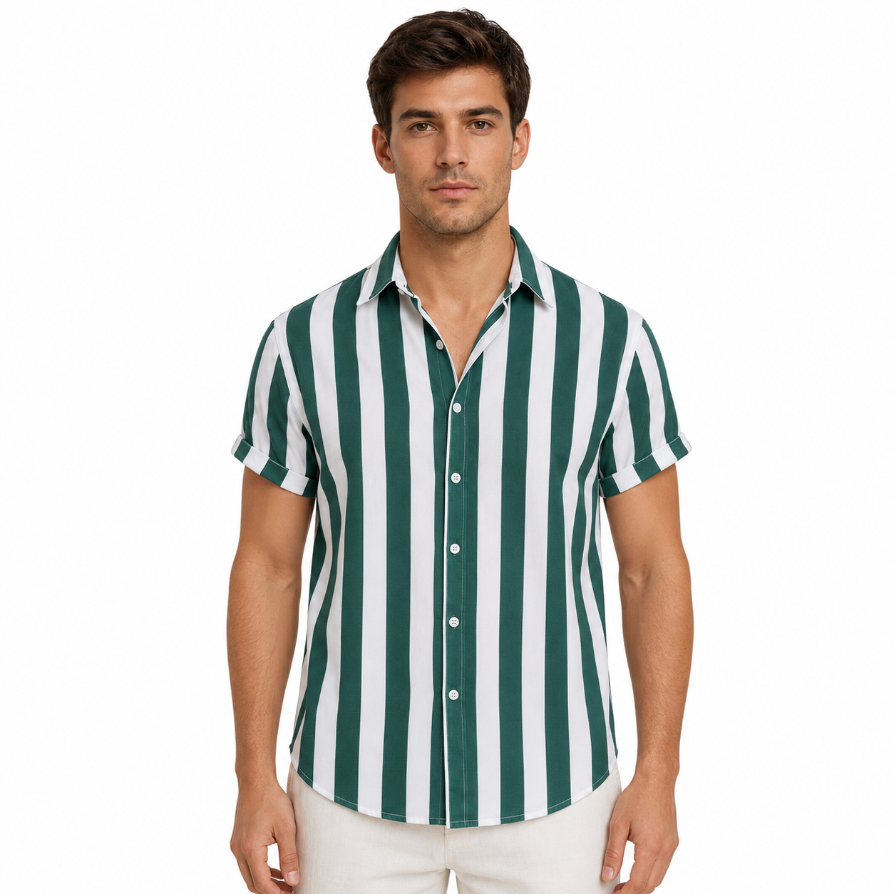 Men’s Striped Short Sleeve Button-Up Shirt thumb 2