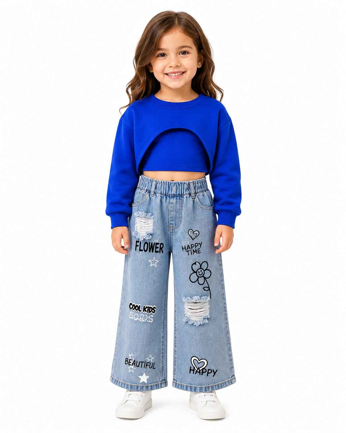 3pcs Toddler Girls Royal Blue Outfit Set thumb 2