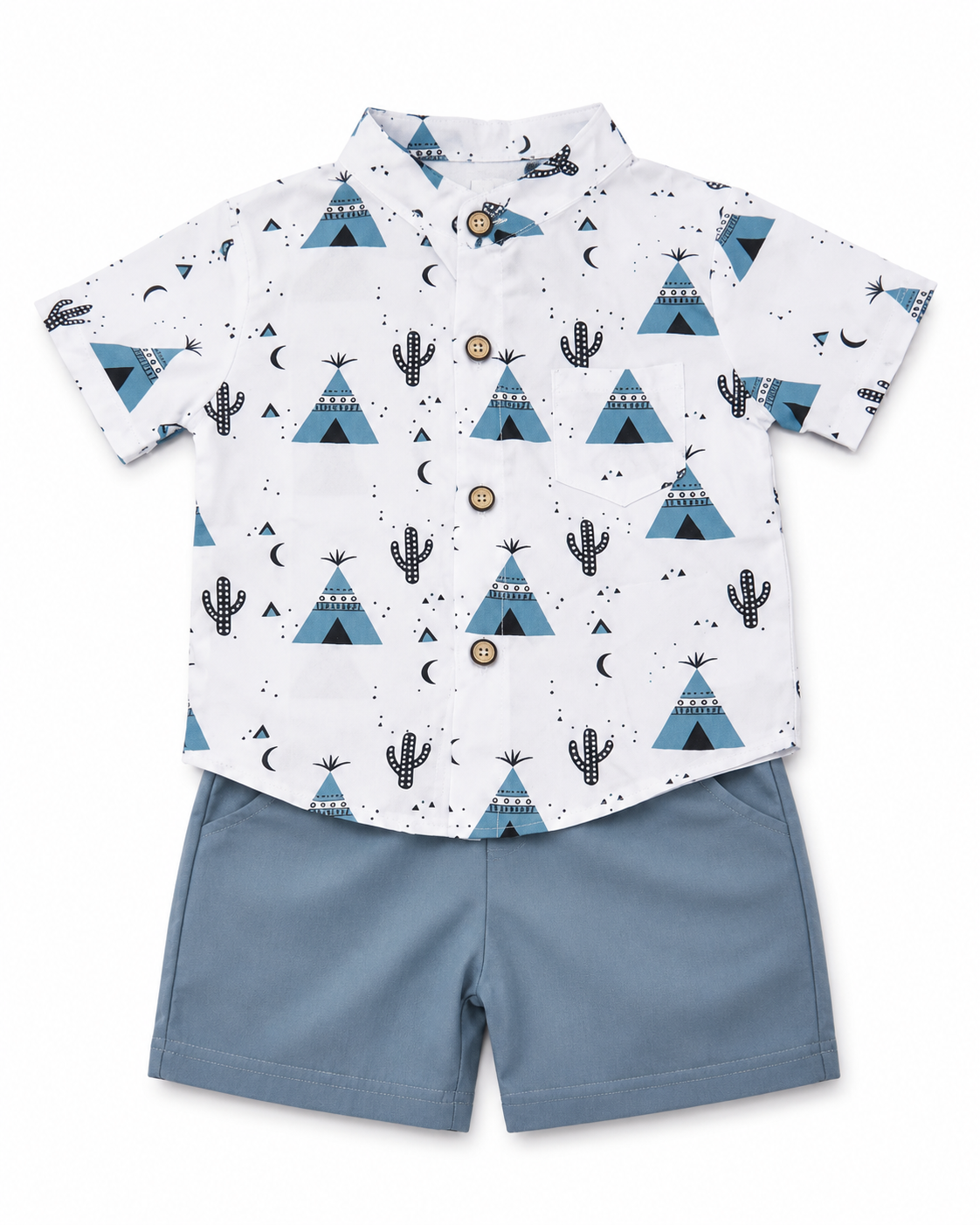Baby Boys Printed Shirt & Shorts Set