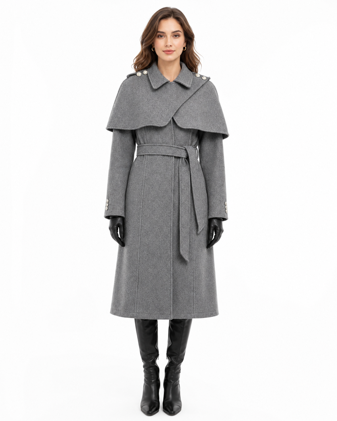 EMERY ROSE Women’s Elegant Cinched Waist Wrap Coat thumb 2