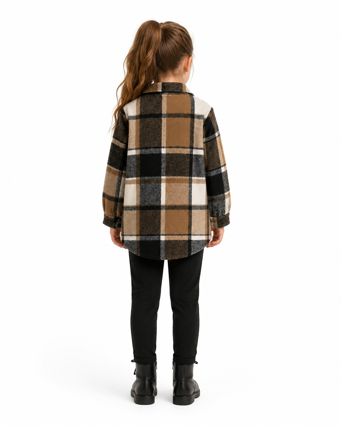 Kids 2pcs/Set Toddler Girls’ Vintage Plaid Shacket and Casual Jumpsuit thumb 3