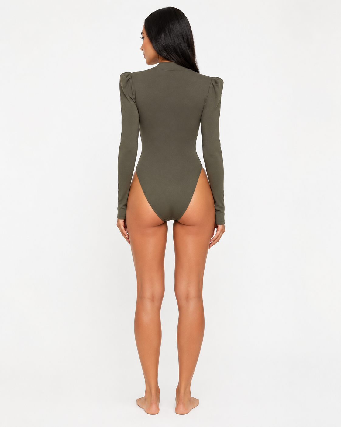 Elegant Solid Color Long Sleeve Wrap Front Bodysuit thumb 3