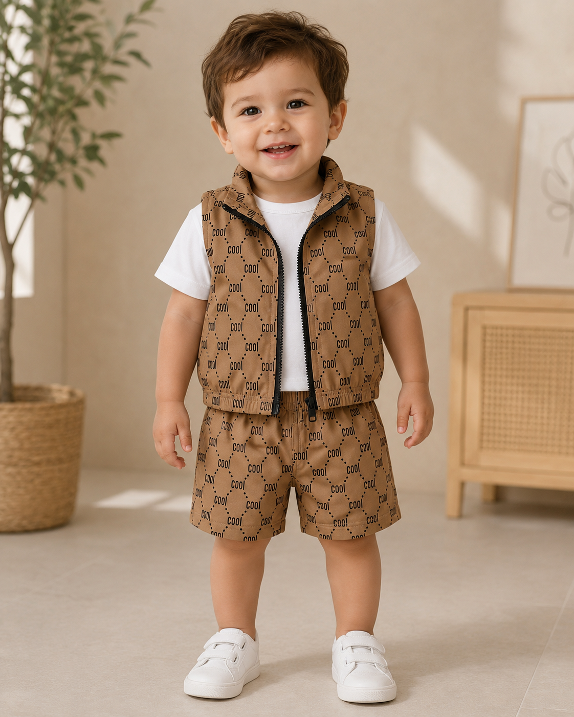Baby Boy Letter Graphic Print T-Shirt & Vest With Shorts Set thumb 2